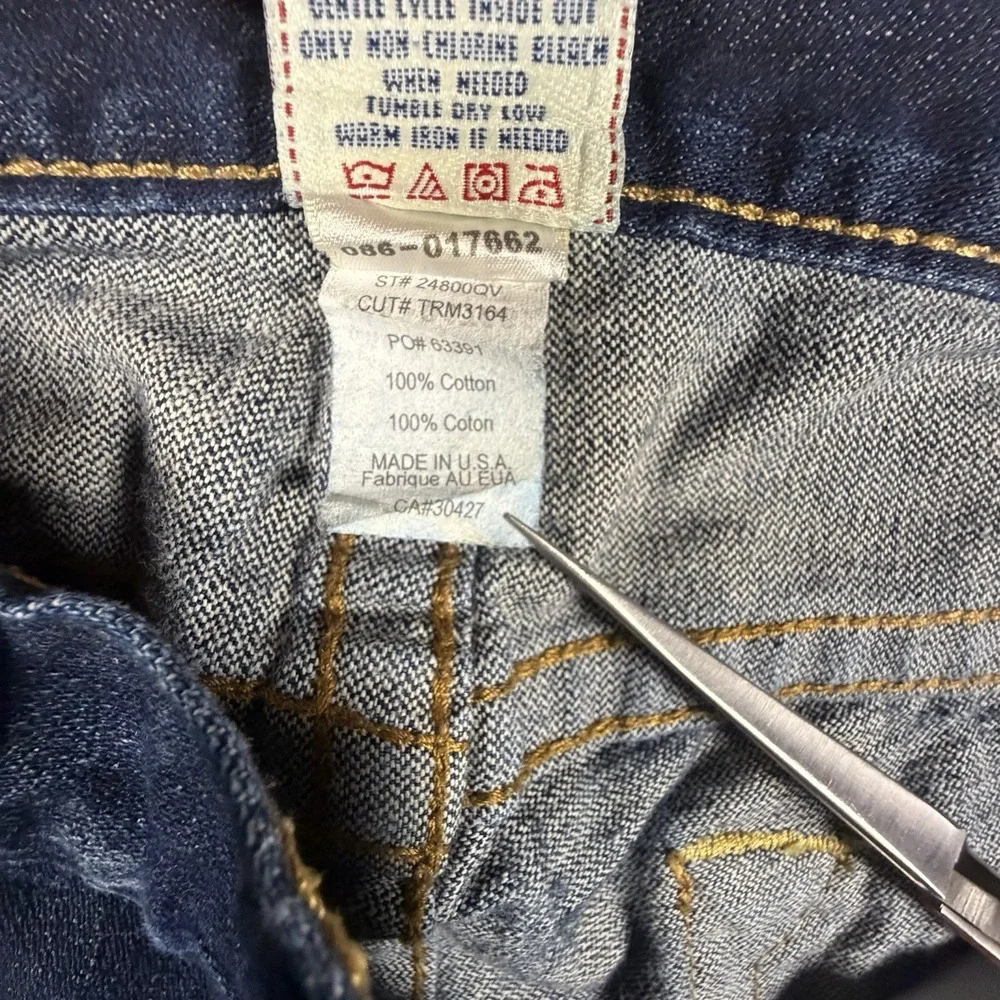 True Religion Jeans Men's 36x34 Blue Denim Relaxed Baggy Bobby Honeycomb Wisker